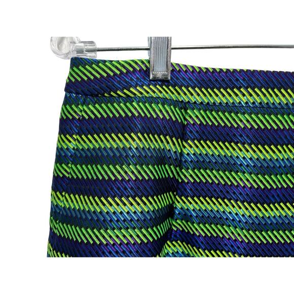 J.CREW Pleated Mini Skirt Blue Green Shiny Metallic Lined Textured 10 03990 - Picture 5 of 9